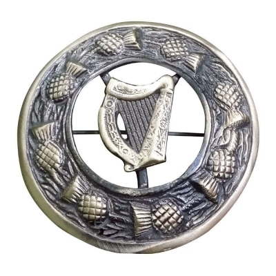 Plaid Brooch Thistle with HARP ANTIQUE FINISH