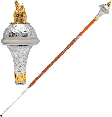 Drum Major Mace – Malacca Cane with Embossed Nickel & Gold Finish