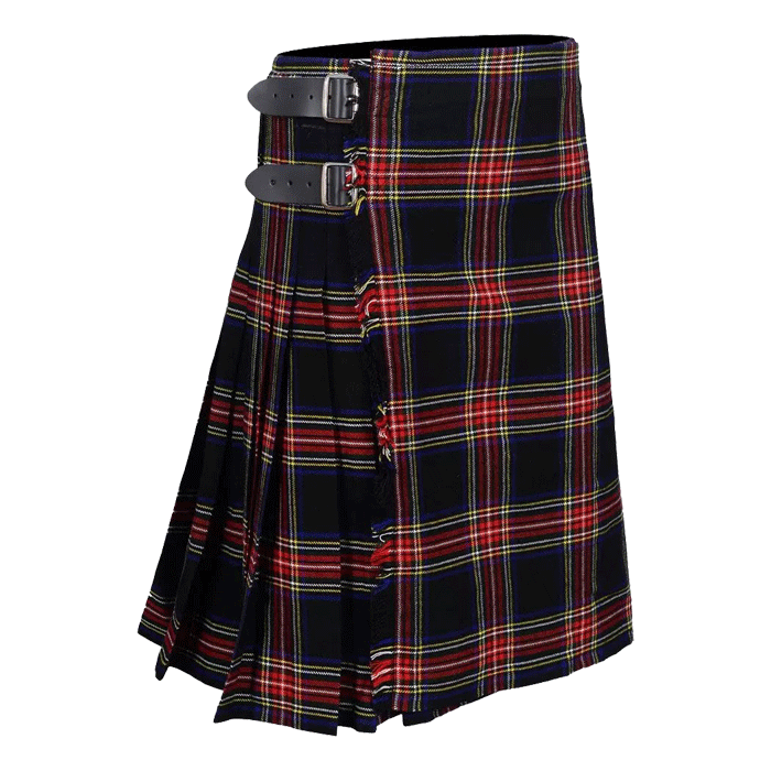 black stewart tartan kilt
