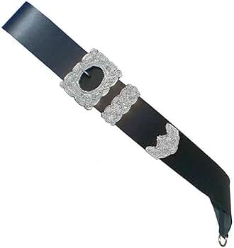 Drummer Cross Belt Black Leather Thistle design Buckle