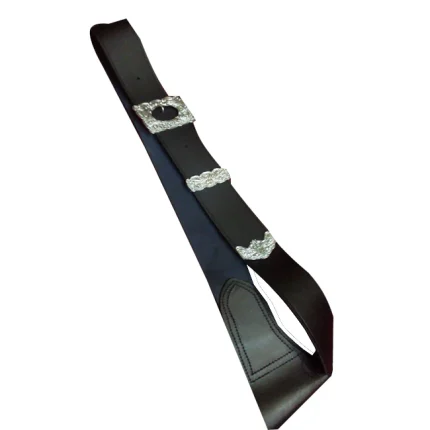 Piper’s Cross Belt – Black Leather with Thistle Design Buckle